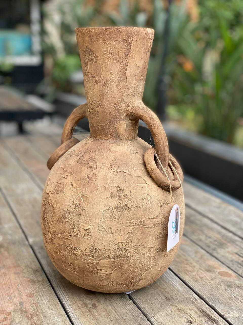 گلدان پتینه دسته حلقه دار