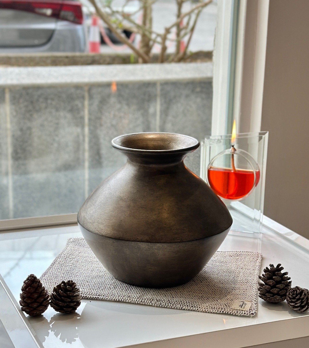گلدان پتینه طرح فلز